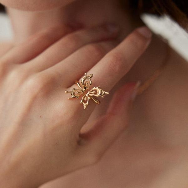 18ct Gold Vermeil Openwork Butterfly Ring