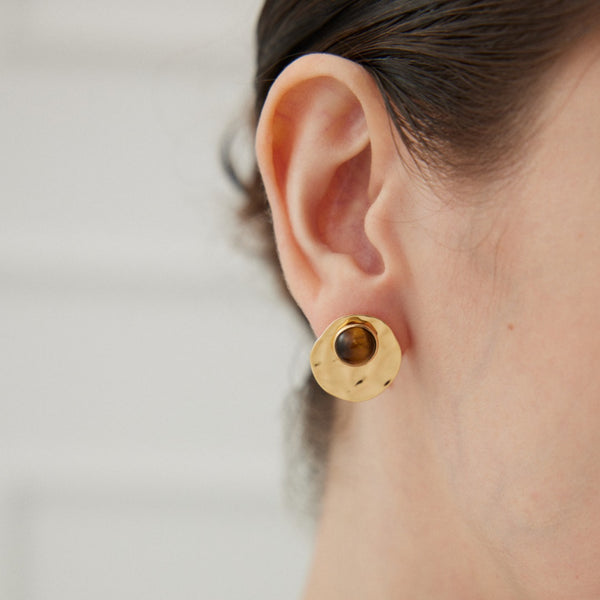 Convertible Tiger's Eye Vermeil Earrings