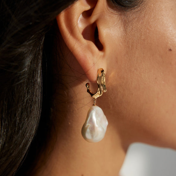 Liquid Gold Natural Pearl Drop Earrings