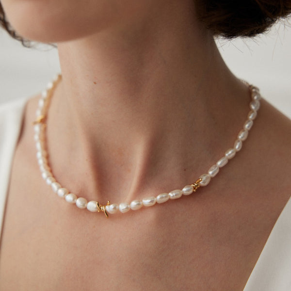 Twisted Knot Baroque Pearl 18K Gold Vermeil Necklace
