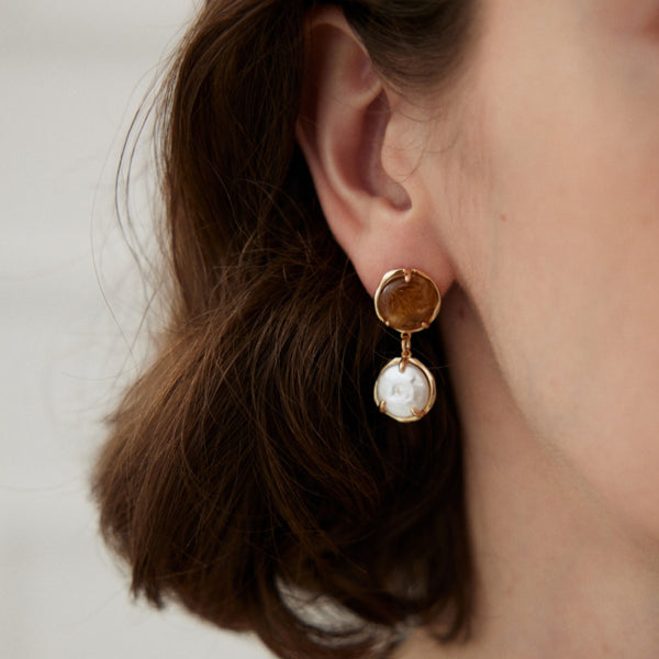 Resin & Natural Pearl Drop Earrings