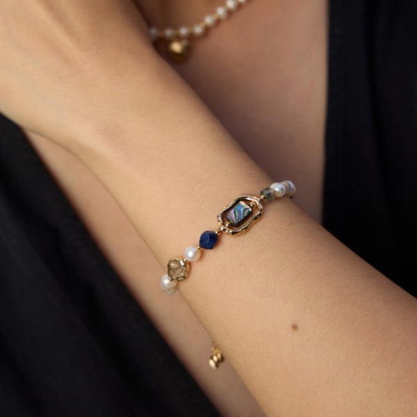 Lapis Pearl Mosaic Bracelet