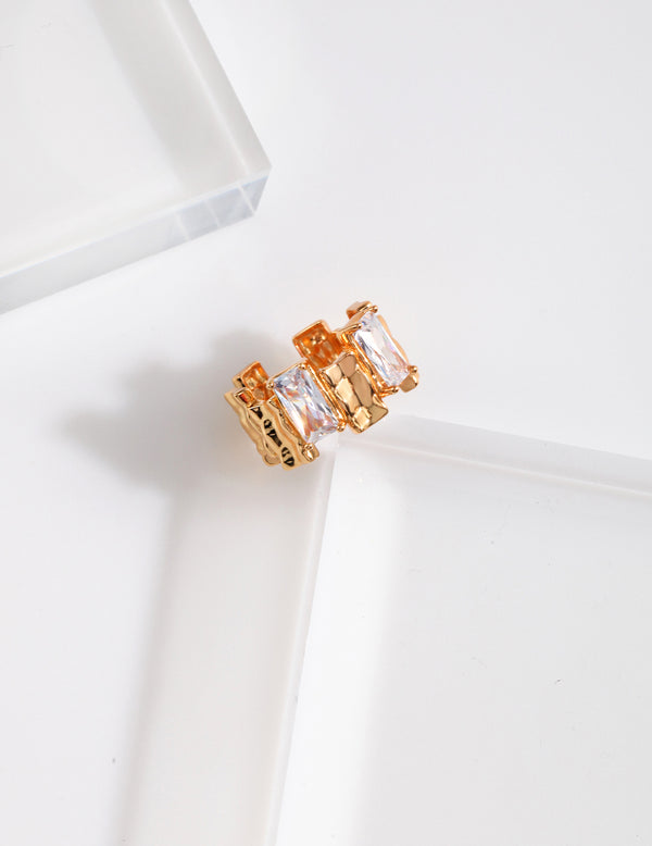 Stacked Baguette Zircon Open Ring