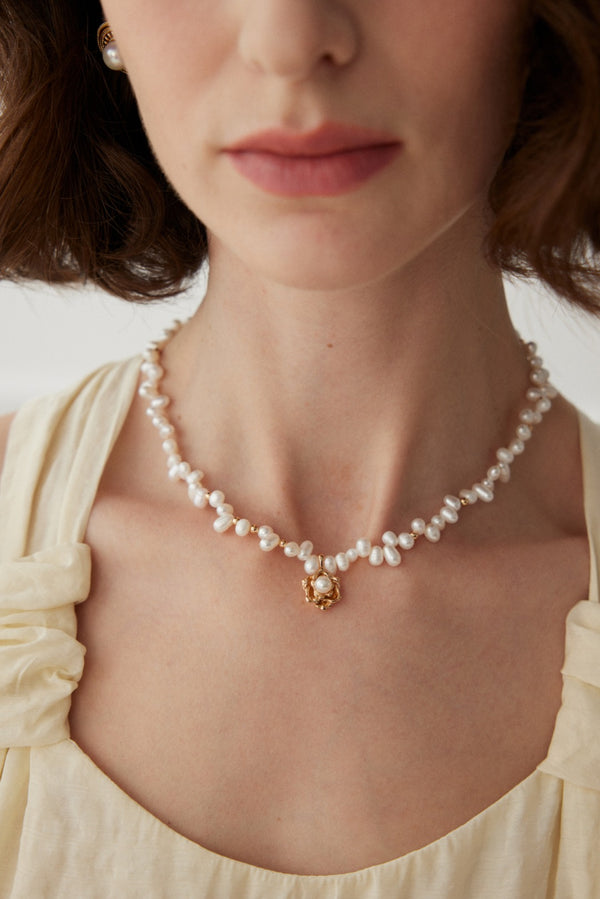 Sunset Shards Bloom Pearl 18K Gold Vermeil Necklace