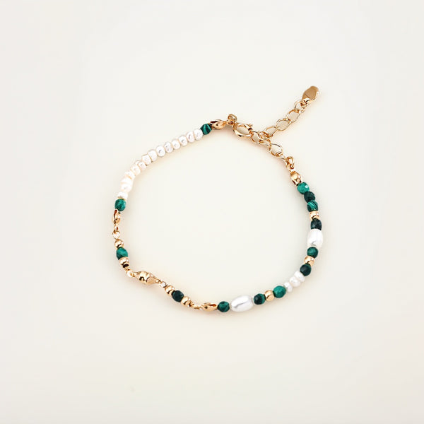 Nature Mix Malachite & Pearl Beaded Bracelet
