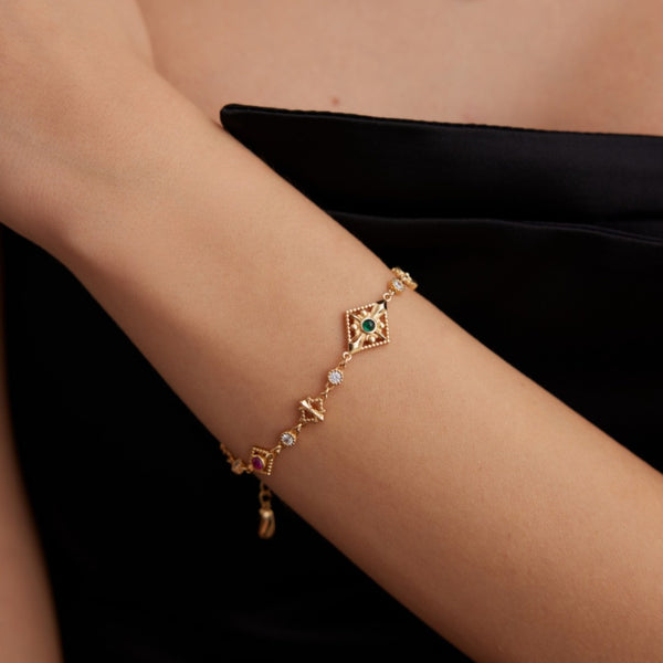 Vintage Gold Vermeil Zircon Totem Bracelet