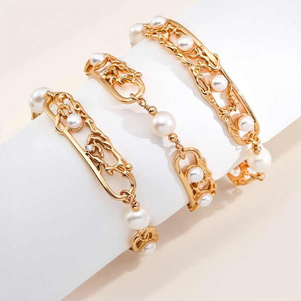 Gold Filigree Pearl Bracelet