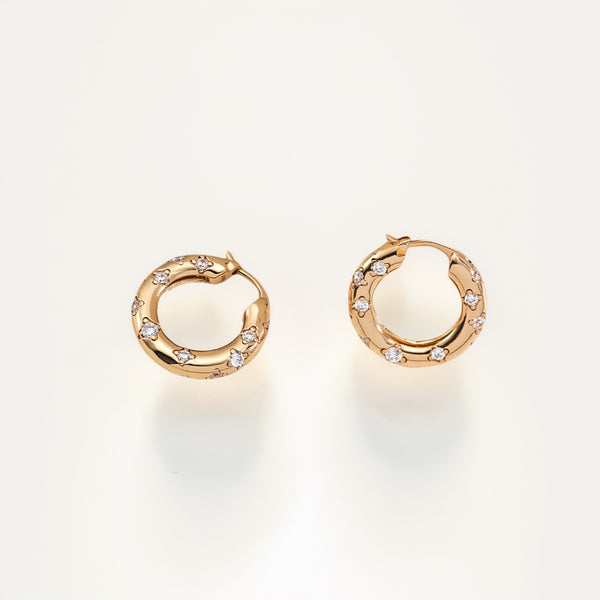 Zircon Star Hoop Earrings