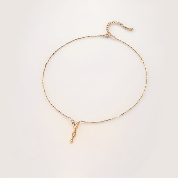 Gold - Plated CZ Teardrop Choker Necklace