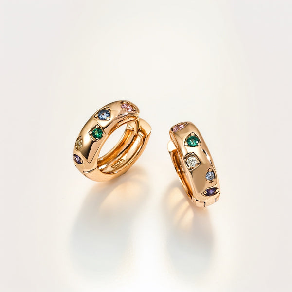 Zircon Gold Vermeil Hoop Earrings
