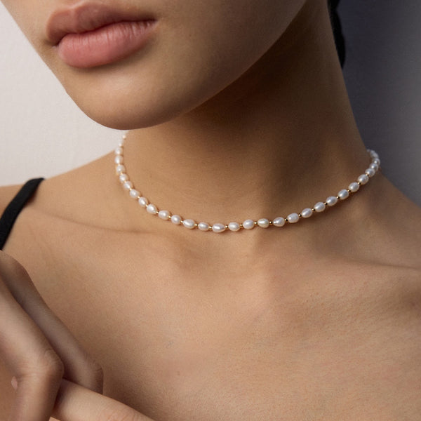 Elegant Oval Pearl 18K Gold Vermeil Necklace
