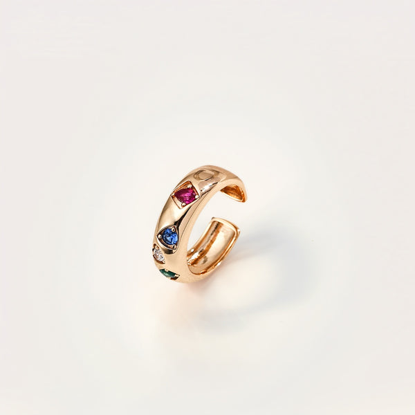 Astronomy - Inspired Curved Zircon Open Ring