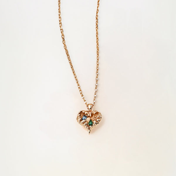 Gold-Tone Filigree Heart Cz Necklace