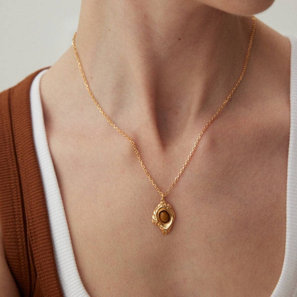 Vintage Filigree Tiger Eye Necklace