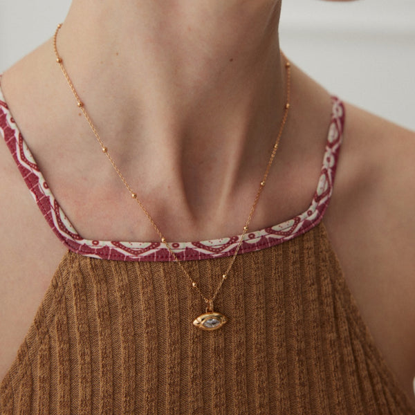 Starry Zircon Eye 18K Gold Vermeil Necklace