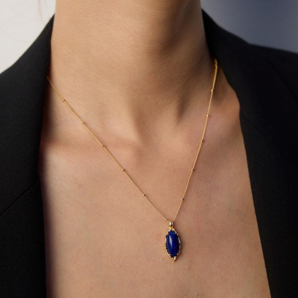 Minimalist Lapis Lazuli Pendant Necklace