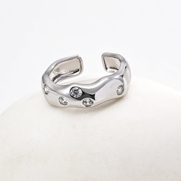 Lunar Curve Zircon Open Ring