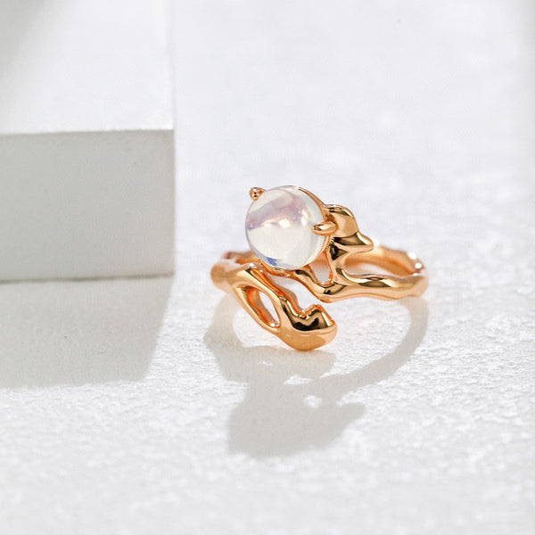 Sculptural Opal Open Ring