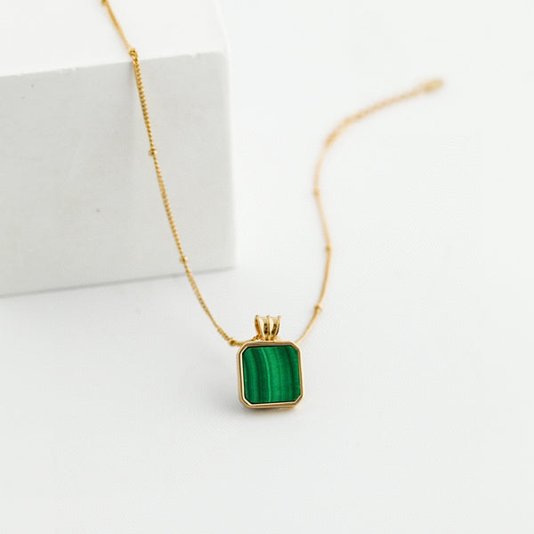 Square Malachite Necklace
