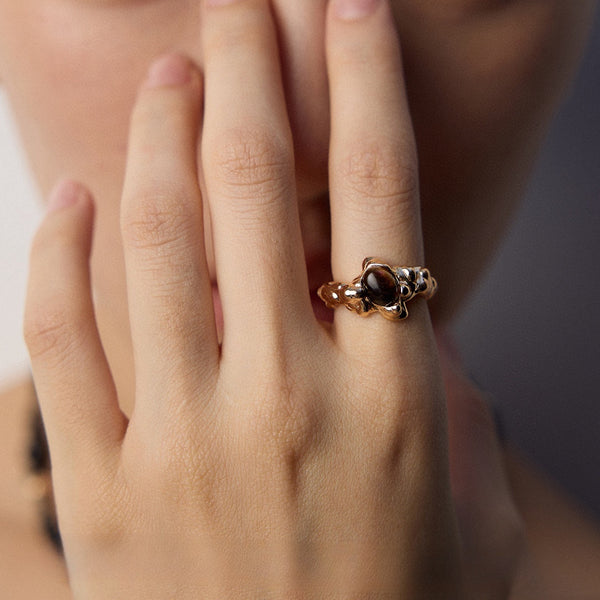 Sculptural Tiger's Eye Open Ring