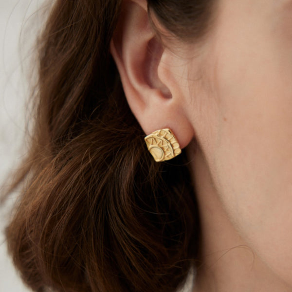 Vintage Gold - Plated Geometric Stud Earrings