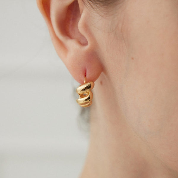 Minimalist Gold - Plated Loop Stud Earrings