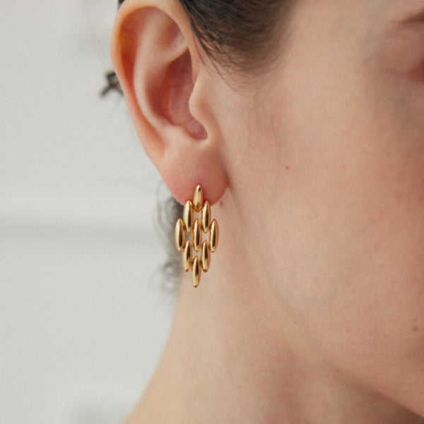 Vintage Gold - Plated Geometric Drop Earrings