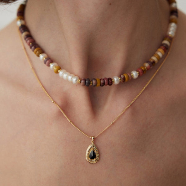 Teardrop Black Zircon  Necklace
