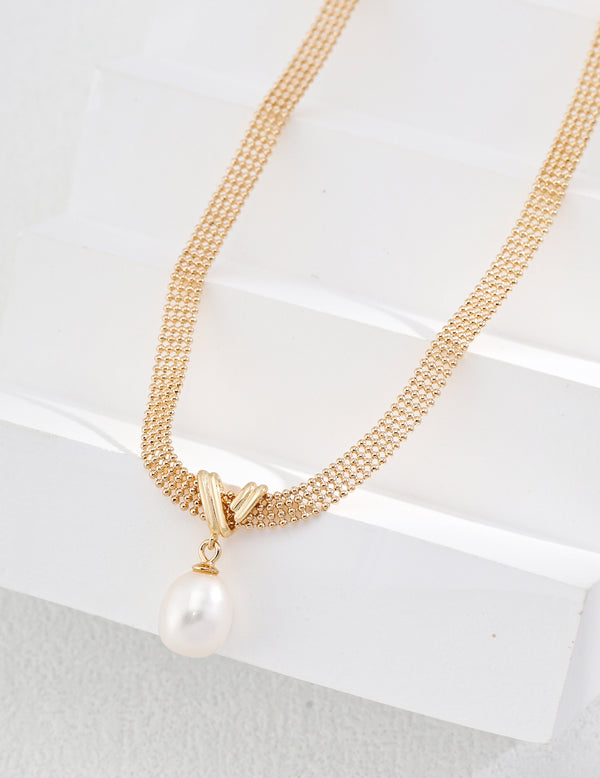 Natural Pearl Snake Chain Necklace
