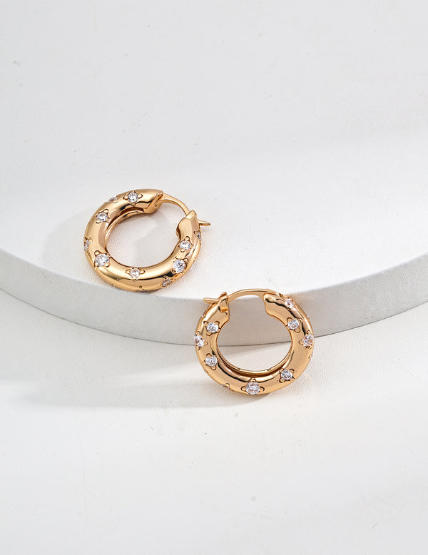 Zircon Star Hoop Earrings