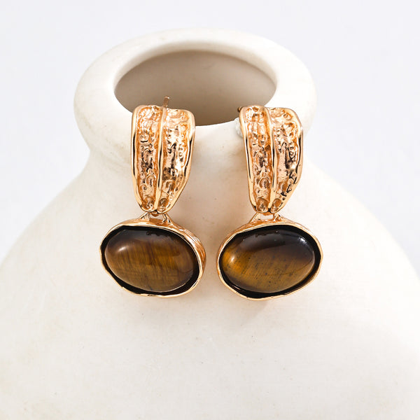Tiger's Eye Vermeil Drop Earrings