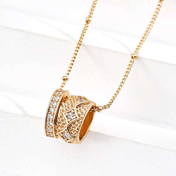 Gold Filigree Cz Hoop Necklace