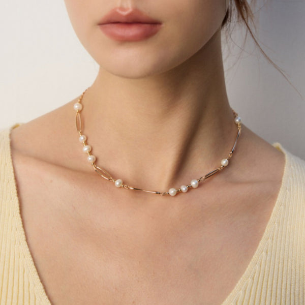 Geometric Pearl Gold - Vermeil Choker