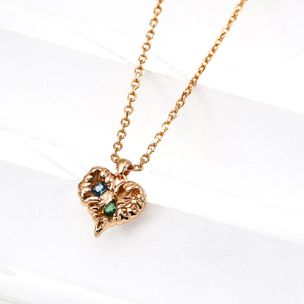 Gold-Tone Filigree Heart Cz Necklace