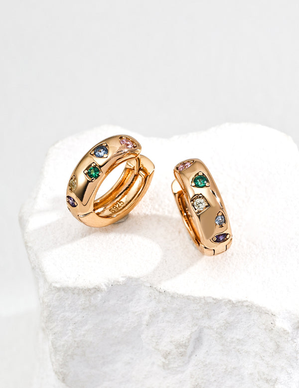 Zircon Gold Vermeil Hoop Earrings