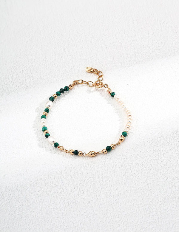 Nature Mix Malachite & Pearl Beaded Bracelet