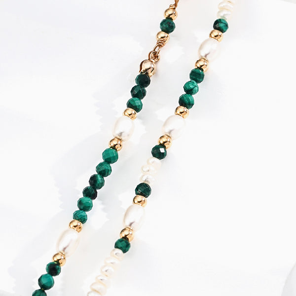 Natural Pearl Malachite Necklace