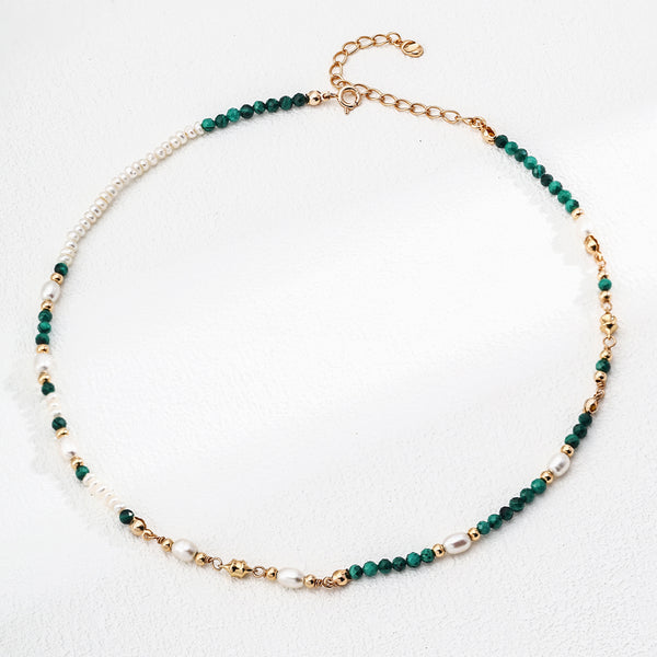 Natural Pearl Malachite Necklace