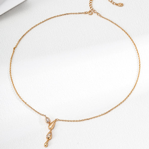 Gold - Plated CZ Teardrop Choker Necklace